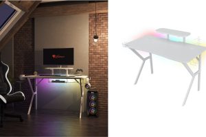 Genesis пуска на пазара геймърско бюро с LED осветление - HOLM 320 RGB White